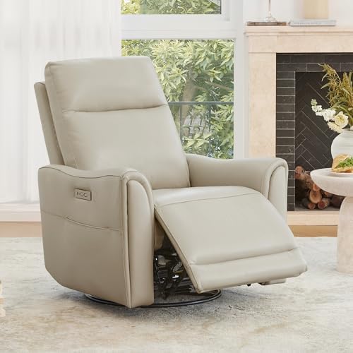 Watson & Whitely Power Recliner Chairs, Genuine Leather Grey by WatsonWhitely