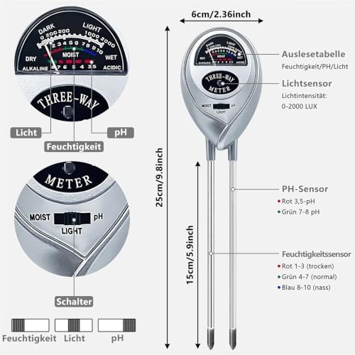 3 in 1 Soil Tester Soil Moisture Fertility pH Tester Soil Test Soil Moisture - Image 2