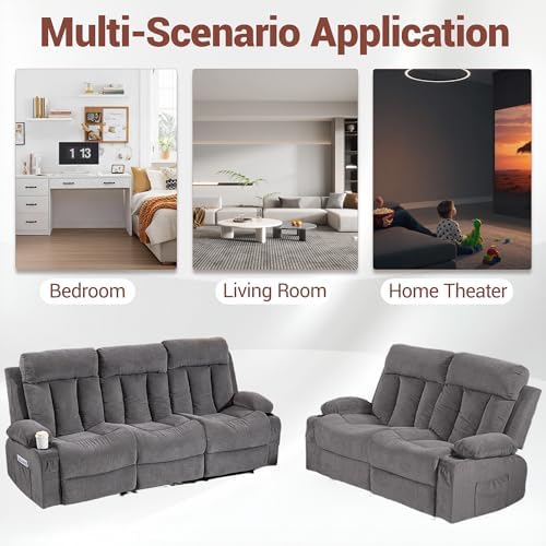 2 Piece Manual Recliner Sofa Set, Loveseat & Chair - Image 6