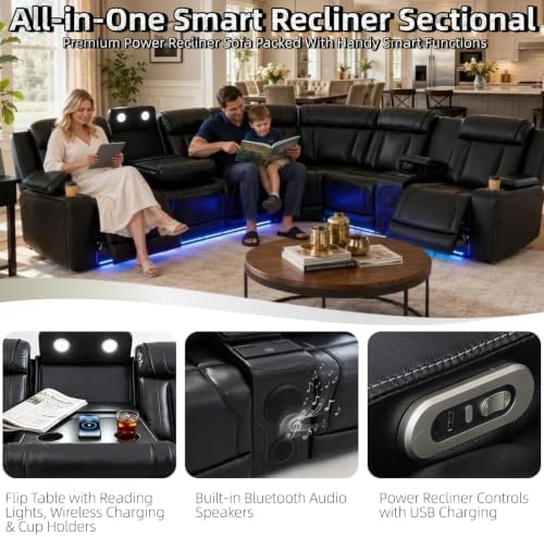 Leather Power Reclining Sectional Sofa Set - Image 4