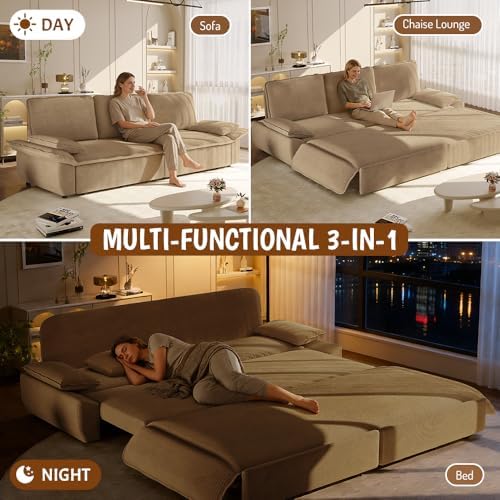 94.5" King Size Sleeper Sofa Bed, 3-in-1 Convertible Pull Out Couch - Image 4
