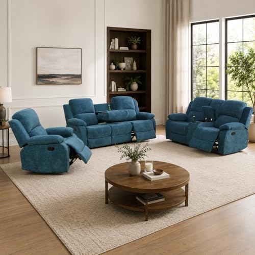 Recliner Sofa Set 3 Piece Living Room Furniture Set Couch Leather Recliner Sofa by DaydoSempli