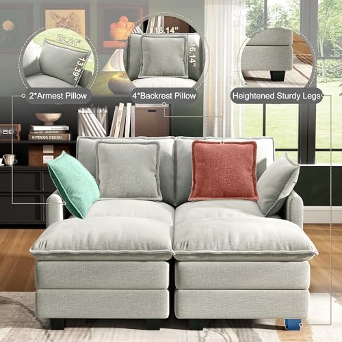Hanherry 58" Cloud Couch Sectional Modular Sofa, Deep Seat Couches - Image 3