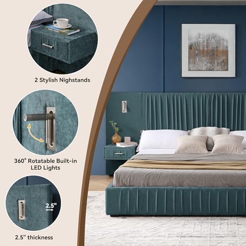King Size Chenille Platform Bed - Image 4