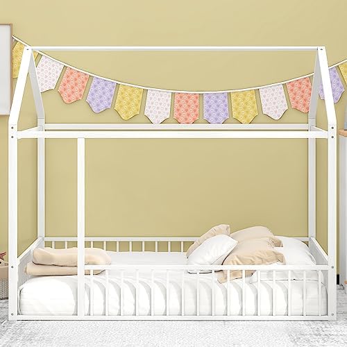 Flieks Full Size Metal Bed House Bed Frame - Image 3