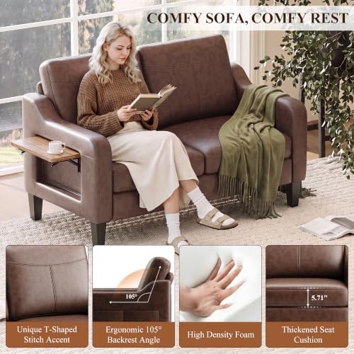 MALOL 51" Leather Loveseat Sofa - Image 4