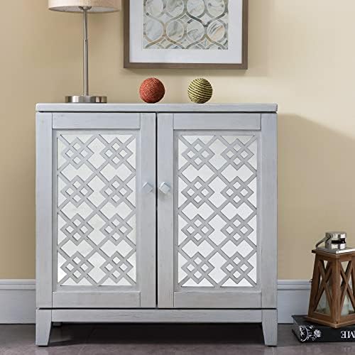Leick Home Mirrored Diamond Filigree Console Cabinet - Image 2
