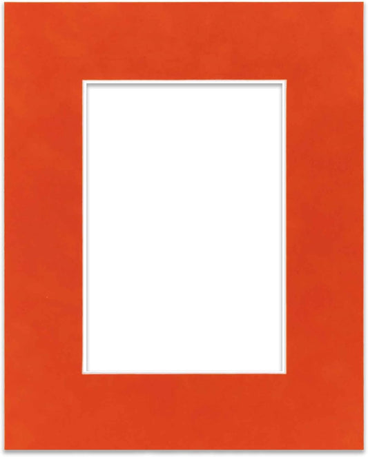 8x10 Mat Bevel Cut for 5x8 Photos - Acid Free Orange Suede Precut Matboard - For Pictures, Photos, Framing - 4-ply Thickness