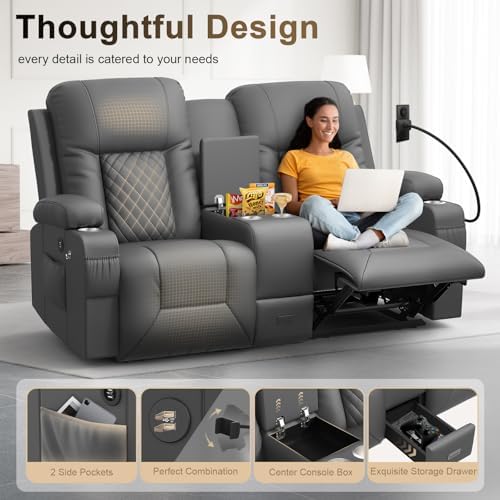 YONISEE Living Room Furniture Set, Loveseat Recliner and 2PC Massage Recliner - Image 4