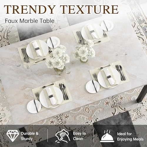 Hooseng Dining Table Set for 4, Faux Marble Small Kitchen Table Chairs Set of 4 - Image 5