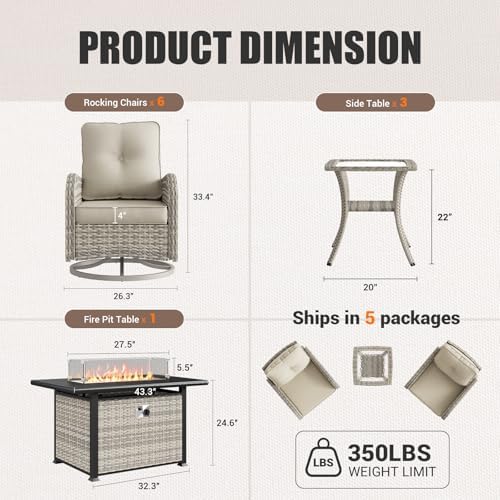 10Pcs Patio Rocking Swivel Chair - Image 2