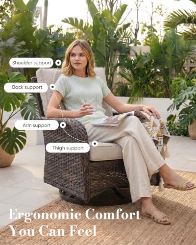 Belord Patio Wicker Chairs Swivel Rocker - Image 5