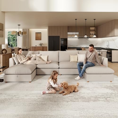 WorthFurni Oversized Modular Sectional Sofa, Comfty 6 Seat Modular Sofa - Image 3