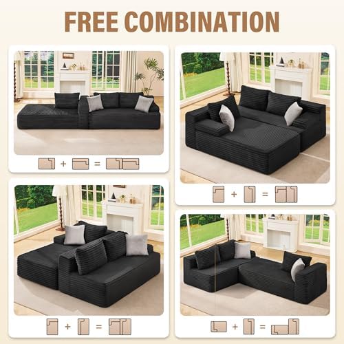 Hobestluk Boneless Couch Modular Sectional Sofa L-Shape Lounge Cloud Couch - Image 6