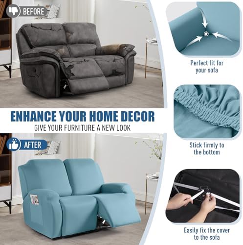TAOCOCO Recliner Loveseat Slipcover, 2 Pieces Polyester Fabric Stretch Sofa - Image 5