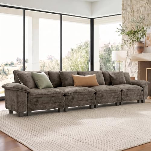 SUNSHINE VALLEY 157.5" 4-Seat Straight Modular Cloud Couch Sectional Sofa by SUNSHINEVALLEY