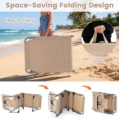 COSTWAY Tanning Chair with Face Hole, Folding Beach Lounge Chair - Image 6