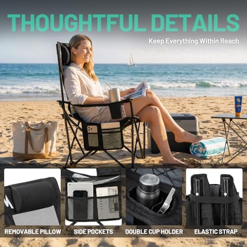 Overmont 2 Pack Reclining Camping Chair Lightweight - Image 6