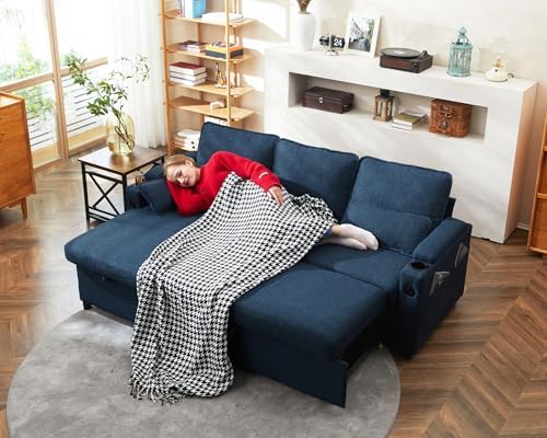 Sofa Bed Pull Out 2 in 1 Sectional Sleeper Sofa L Shaped Couch - Image 3