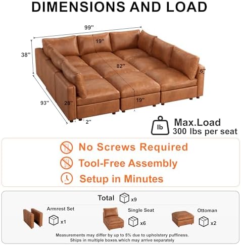 99'' Faux Leather Modular Sectional Sofa Bed Sleeper - Image 2