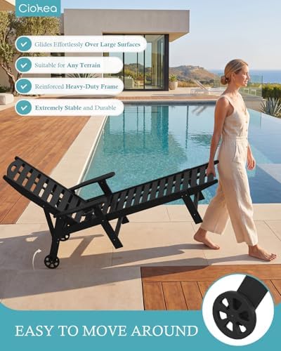 Ciokea Heavy Duty HDPE Chaise Lounge Chairs Outdoor Set of 4, 5-Position - Image 3