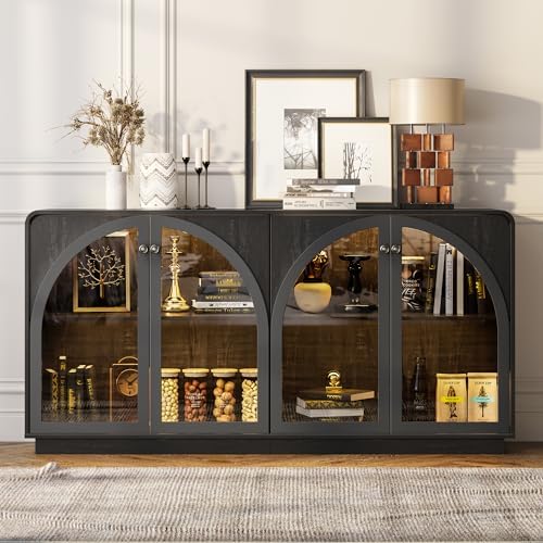 Sideboard Buffet Cabinet with Storage, Modern Coffee Bar Liquor Cabinet w/2 - Image 3