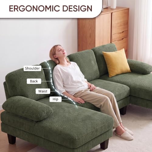 Furmax Sectional Couches for Living Room, Dark Green - Image 3