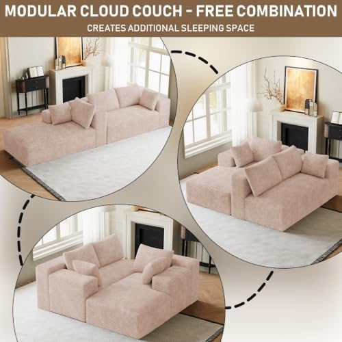 ONEMMLION 96" L-Shaped Cloud Boneless Couch Sofa - Image 7