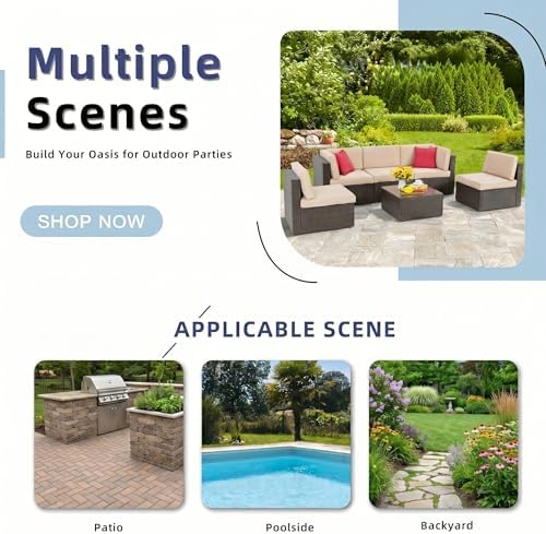 Vongrasig 6 Pieces Patio Furniture Set, Outdoor Sectional Patio Sofa Couch - Image 6