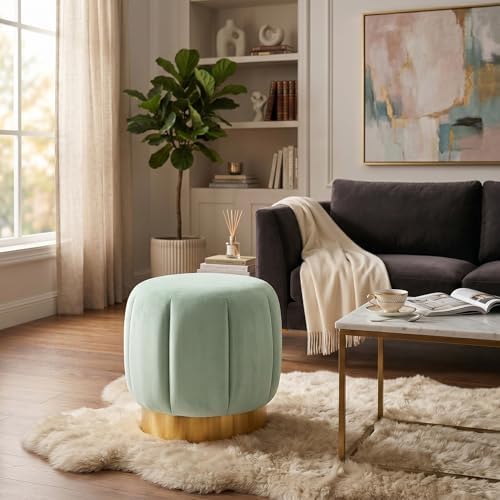 SAFAVIEH Couture Home Maxine Mint Green Velvet Channel Tufted Living Room - Image 2