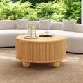 31.8" Coffee Table Round Wood Fluted by SCANORDIC