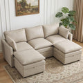 80" Beige Faux Leather Storage 3 Seater Sofa by Abbrevi