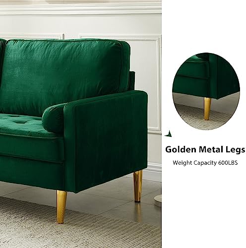 Velvet Loveseat Sofa, Mid Century Modern Small Love Seats Furniture Comfy Couch - Image 4