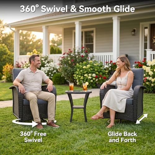 Aoxun Patio Furniture Set with Swivel Rocker Chairs, 10 Piece Outdoor Sectional - Image 2
