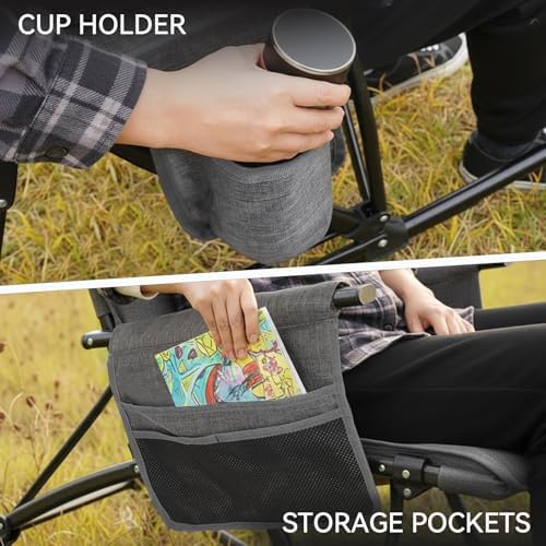 Oversized Folding Rocking Camping Chair, Heavy Duty Rocker Chair - Image 7