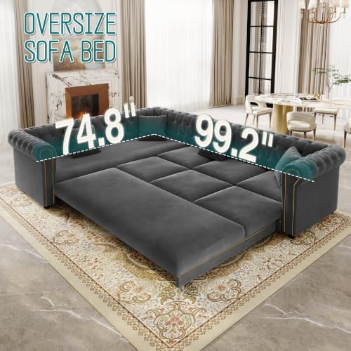 Sectional Sleeper Sofa, 115.3" L-Shaped Couch - Image 4