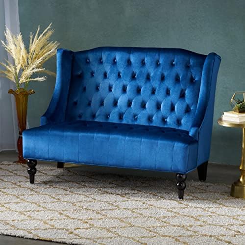 Modern Tufted Velvet Wingback Loveseat, Tufted Velvet 2 Seat Couch Sofas - Image 3