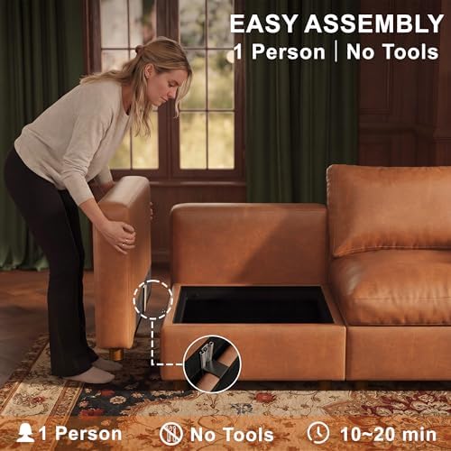 128'' Faux Leather Modular Sectional Sofa - Image 4
