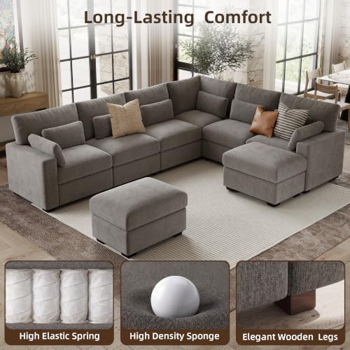 WorthFurni 142.1'' Modular Sectional Sofa, L Shaped Oversized Extra Deep Couches - Image 6