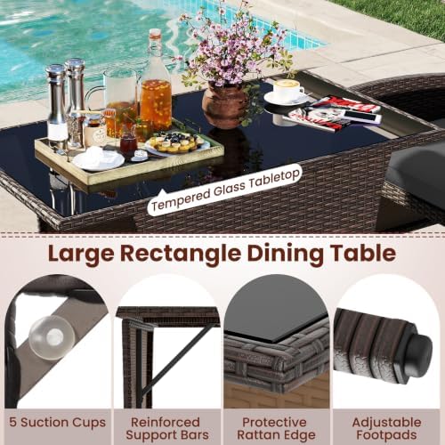 Tangkula 3 Piece Patio Wicker Dining Set, 2 Rattan Chairs - Image 6