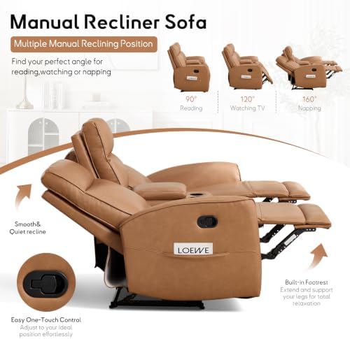 ANJ 2-Piece Premium Faux Leather Manual Reclining Sofa Set, Include 2 Loveseat - Image 3