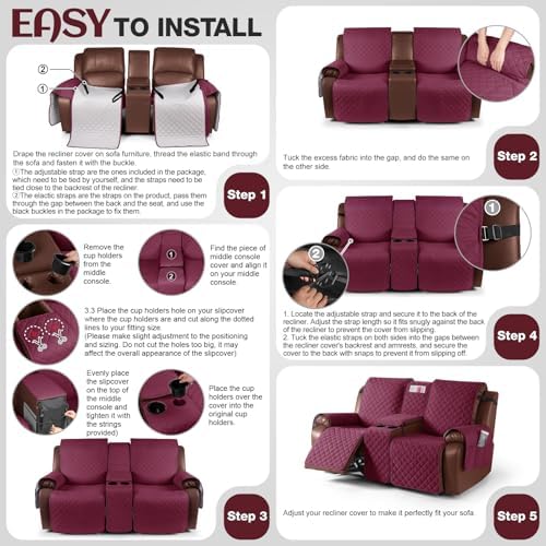 KinCam 100% Waterproof Loveseat Recliner Cover - Image 6