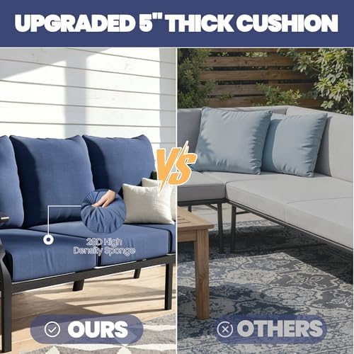 Kullavik 4 Piece Metal Outdoor Patio Furniture Set, Outdoor Sectional Sofa - Image 5