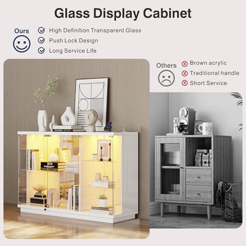 Lvifur High Gloss Glass Display Cabinet - Image 5