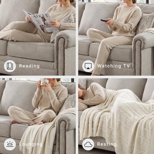 Signature Design by Ashley Beige Sofa, Nailhead Trim, No Assembly Required - Image 7