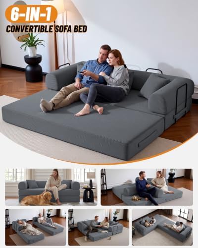 79" Boneless Couch for Living Room, Convertible Futon Sleeper Sofa Bed - Image 3