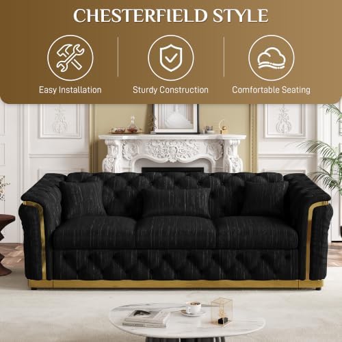 2-Piece 84.8" Velvet Sofa Set, Chesterfield Tufted - Image 6