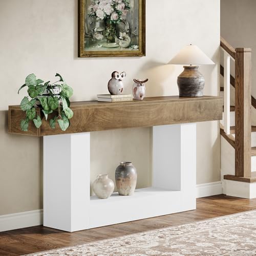 Tribesigns 63" Console Table, Farmhouse 2-Tier Entryway Table - Image 4