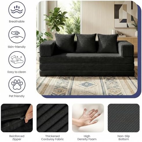 Convertible Sofa Bed Couch, 78’’ Oversized 4-in-1 Boneless Couches - Image 4