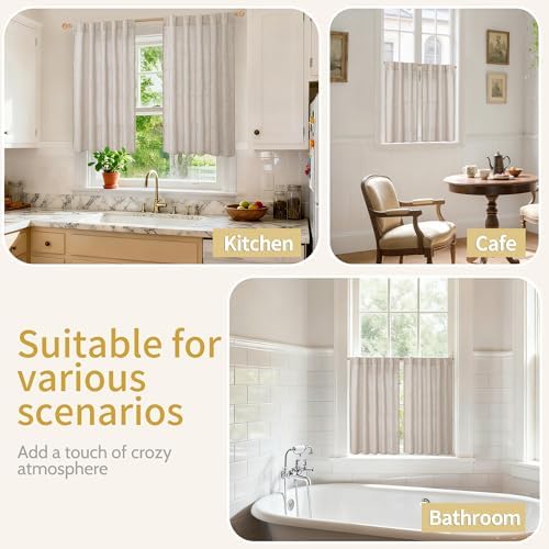 YoungsTex Small Linen Cafe Curtains 36 Inch Length - Image 2